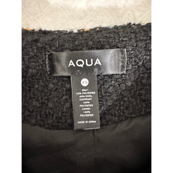 AQUA Tweed Jacket Black Career Button Front Blazer Cropped XS‎ - Picture 9 of 9